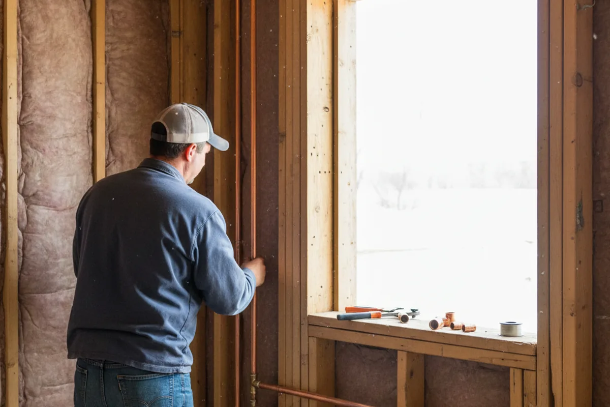 Licensed plumber running new copper supply lines in a Creston home
