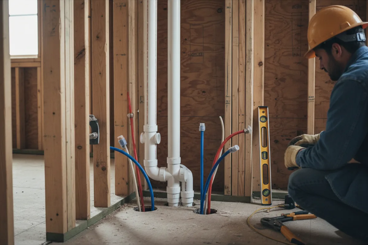 Drain and supply rough-in during Sump Pump Repair in Creston